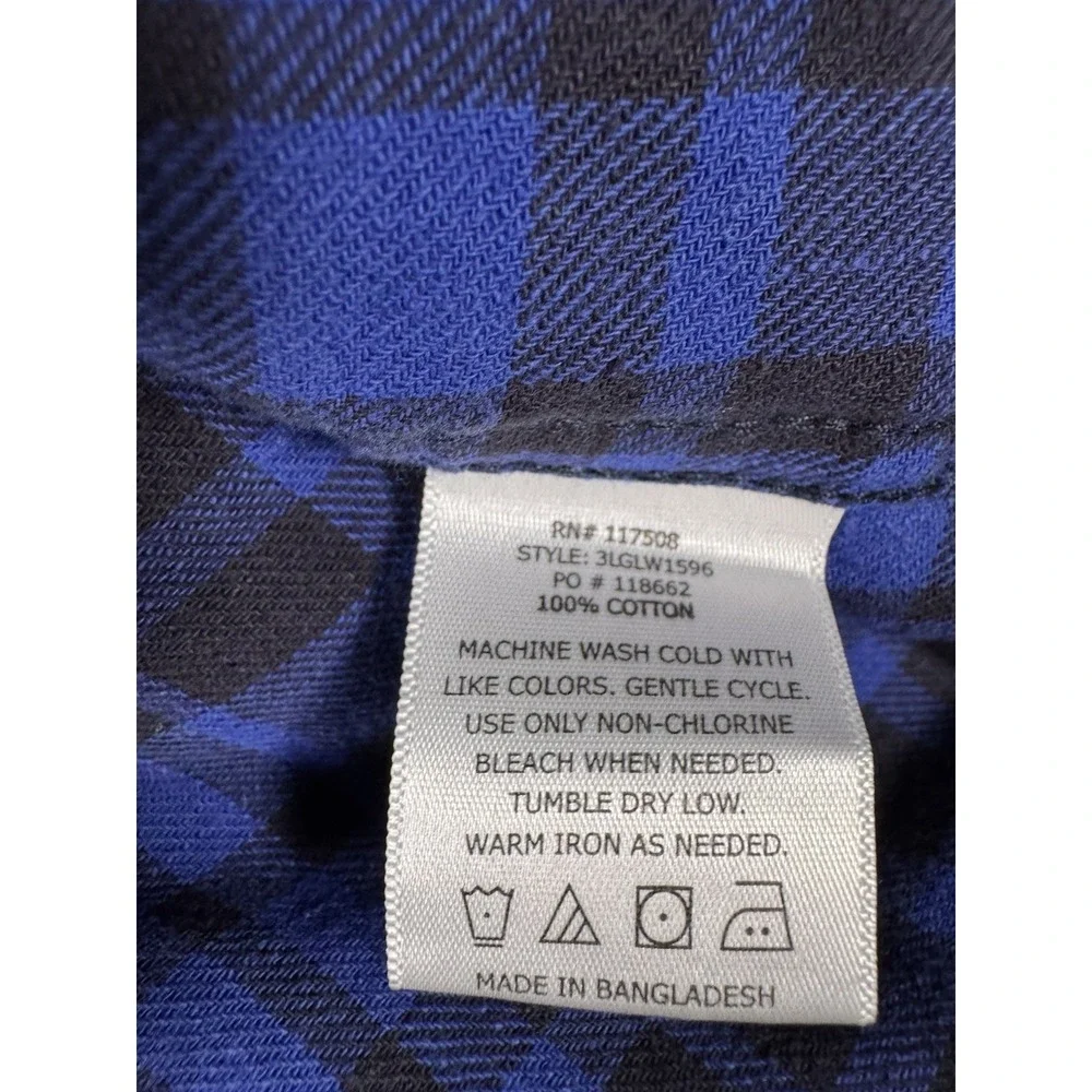 Levi's Mens XXL Plaid Flannel Shirt Blue Black 100% Cotton Long Sleeve Button Up